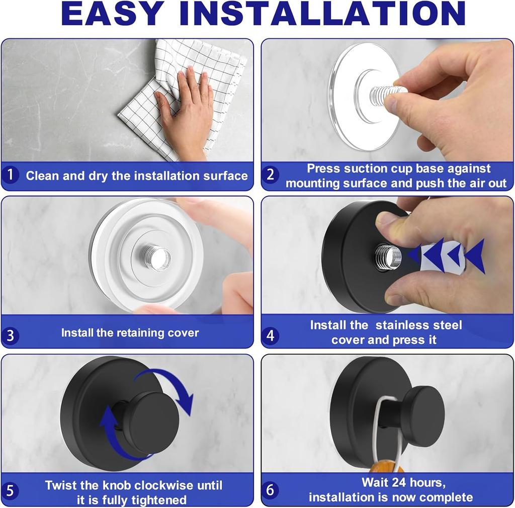 Suction Cup Hooks for Shower, Removable Towel Hooks for Bathroom Window Glass Door Wall, Bath Robe Looafh Wreath Hook for Hanging