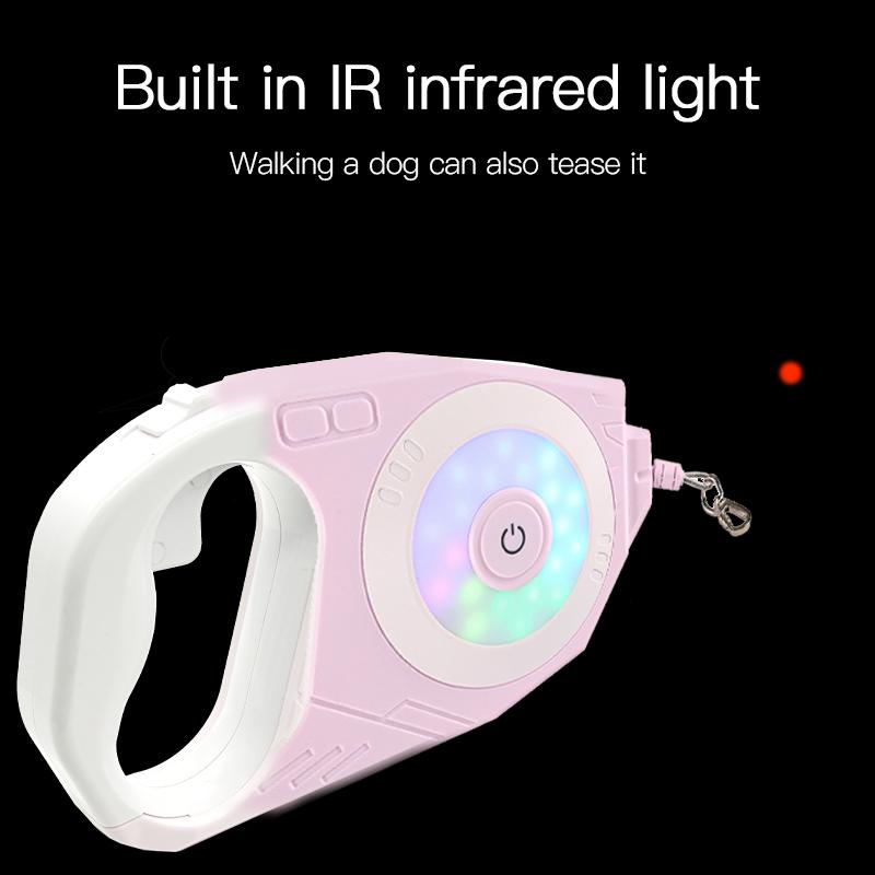 4 m lange, automatisch einziehbare Hundeleine mit LED-Licht und Laserspielzeug, luxuriöse Hundeleine für kleine und mittelgroße Hunde, Gassi-Zubehör für Hunde
