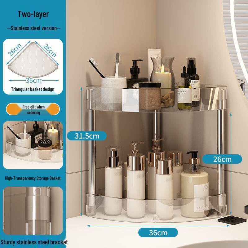 Mehrschichtiger Eck-Toiletten-Aufbewahrungsständer aus Edelstahl