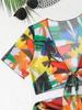 European-American Sexy Print Bikini Set: Women's 2026 Cross-Border Swimwear, Four-Piece Split Swimsuit.