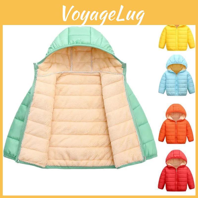 Winter Padded Children Hooded Down Parkas Kids Thicken Fleece Jackets Girls Boys Warm Coat Outerwear Overcoat
