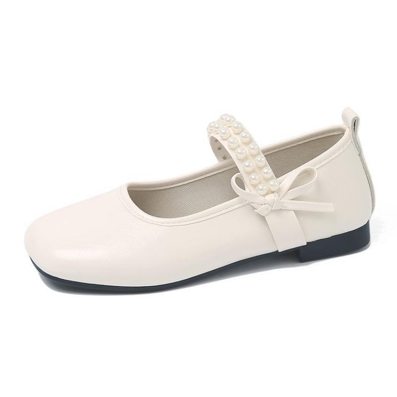Pärlkvadratisk tå Mary Jane-skor dam nya rosett platt sula enkelskor mild vind grund mun mössor