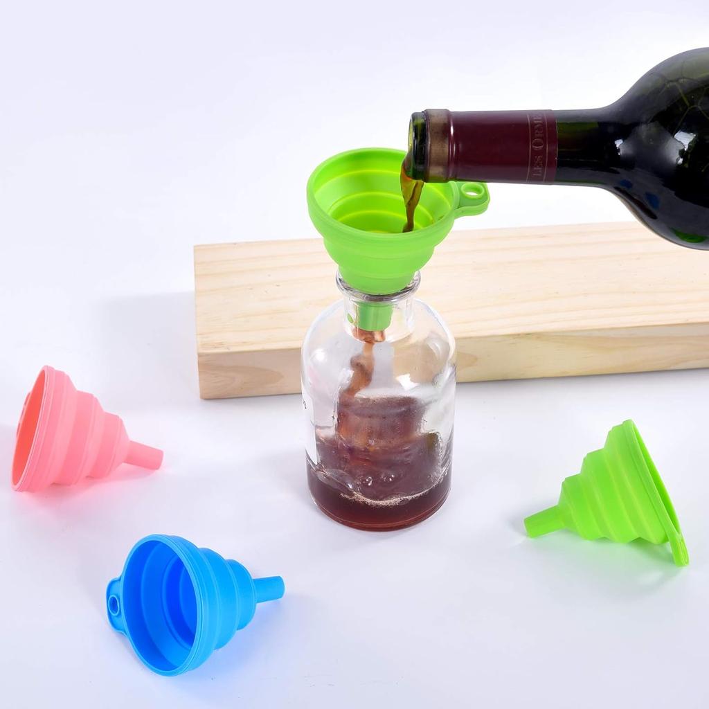 Kitchen Silicone Collapsible Funnel Set of 3,Small and Large,Flexible-Foldable-Cooking-Food-Grade Funnels for Filling Small or Mini