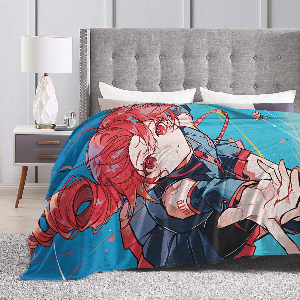 Kasane Teto Character Warm Soft Blanket Kids Plush Throw Blanket Fluffy Living Room Flannel Bedspread Sofa Bed Cover