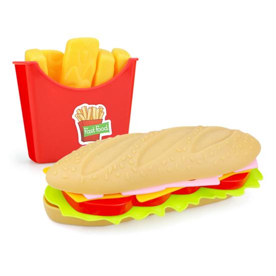 Simulation Fast Food Hamburger French Fries Kitchen Model Kids Pretend Play Toy