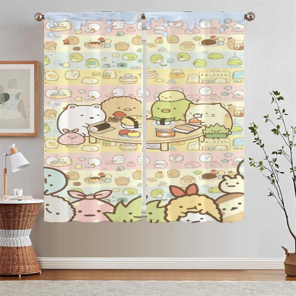 

Sumikkogurashi Tulle in Kitchen Curtains for Living Room Blackout Curtains 2 Pcs Set Window Curtain Tiebacks Home and Decoration W50xH70cmx2pcs-CL