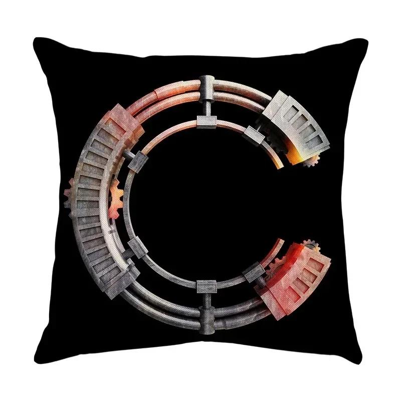 Luxury Home Decor Pillow Cover Car Living Room Sofa Cushion Cover Mechanical Style Letter Pattern Cushion Cover