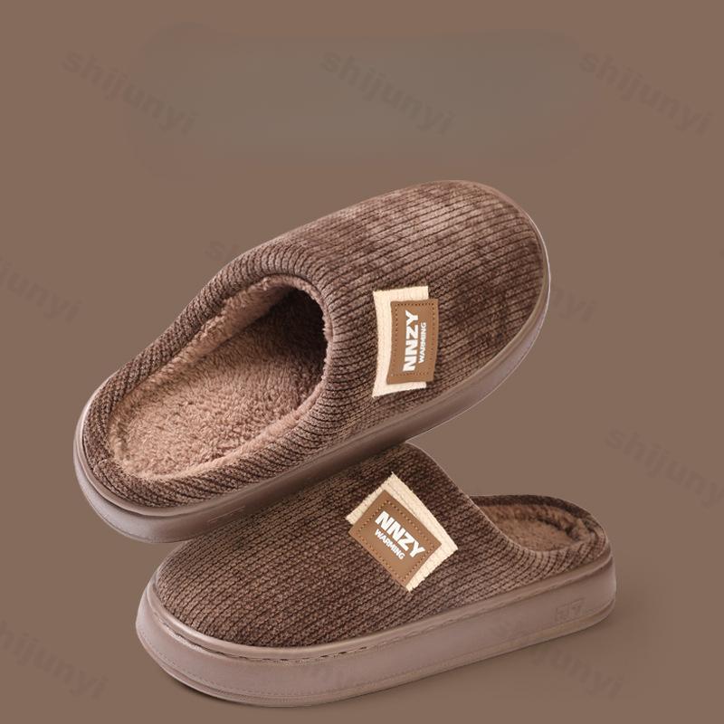 Fashion Large Size 50-51 House Slippers for Man EVA Lightweight Winter Plush Indoor Male Shoes 2025 New Non Slip Warm Platform Slippers