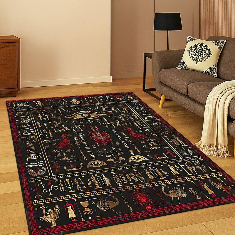

Egyptian Mythological mural pictograph Carpet Rug for Bedroom Living Room Sofa Playroom Doormat Home Decor,Kid Area Rug Non-slip 40cm x 60cm
