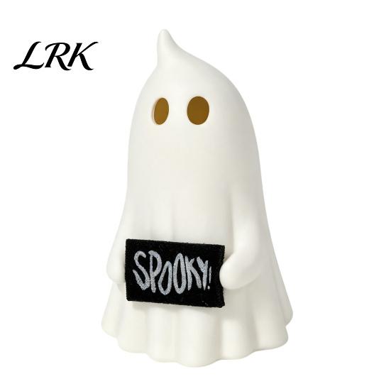 Glowing Halloween Decorations Light Up Ghost Figurine, Cute Small Resin Statue, Spooky Desktop Healing Room Decor Ornament for Table Mantel