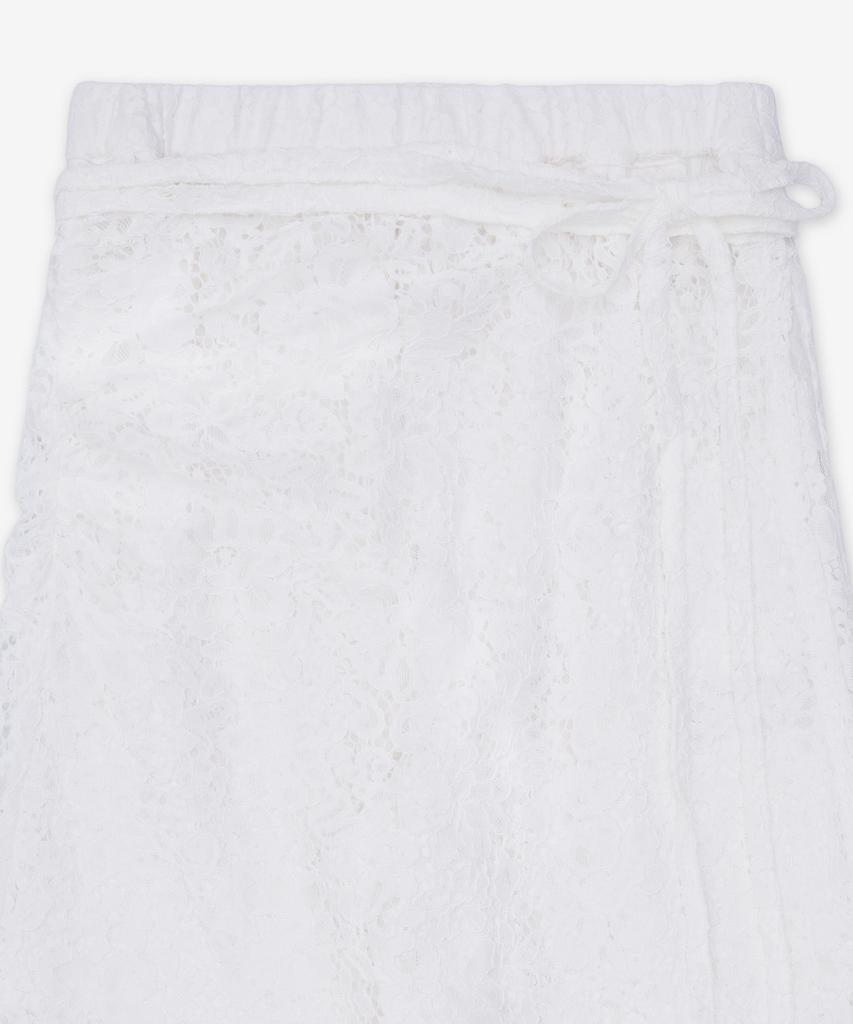 Mejongseupesyeol Side Gather Wrap Lace Skirt Pants - White / 21261465809Wht