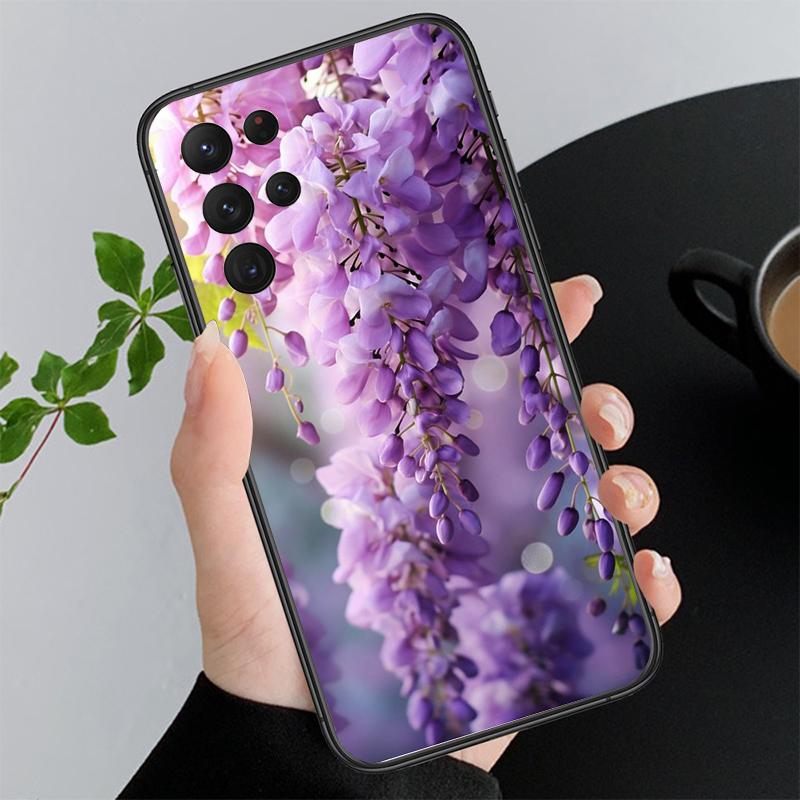 Purple Flower Rose Peony Cherry Phone Case For Samsung Galaxy S26 S25 S24 S23 S22 Ultra S23 S22 S25 Plus S24 FE S26Edge