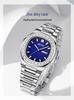 OFNS Men's Classic Quartz Watch: Square Diamond-Inlaid Dial, Dual Calendar, Waterproof, Two-Hand Design