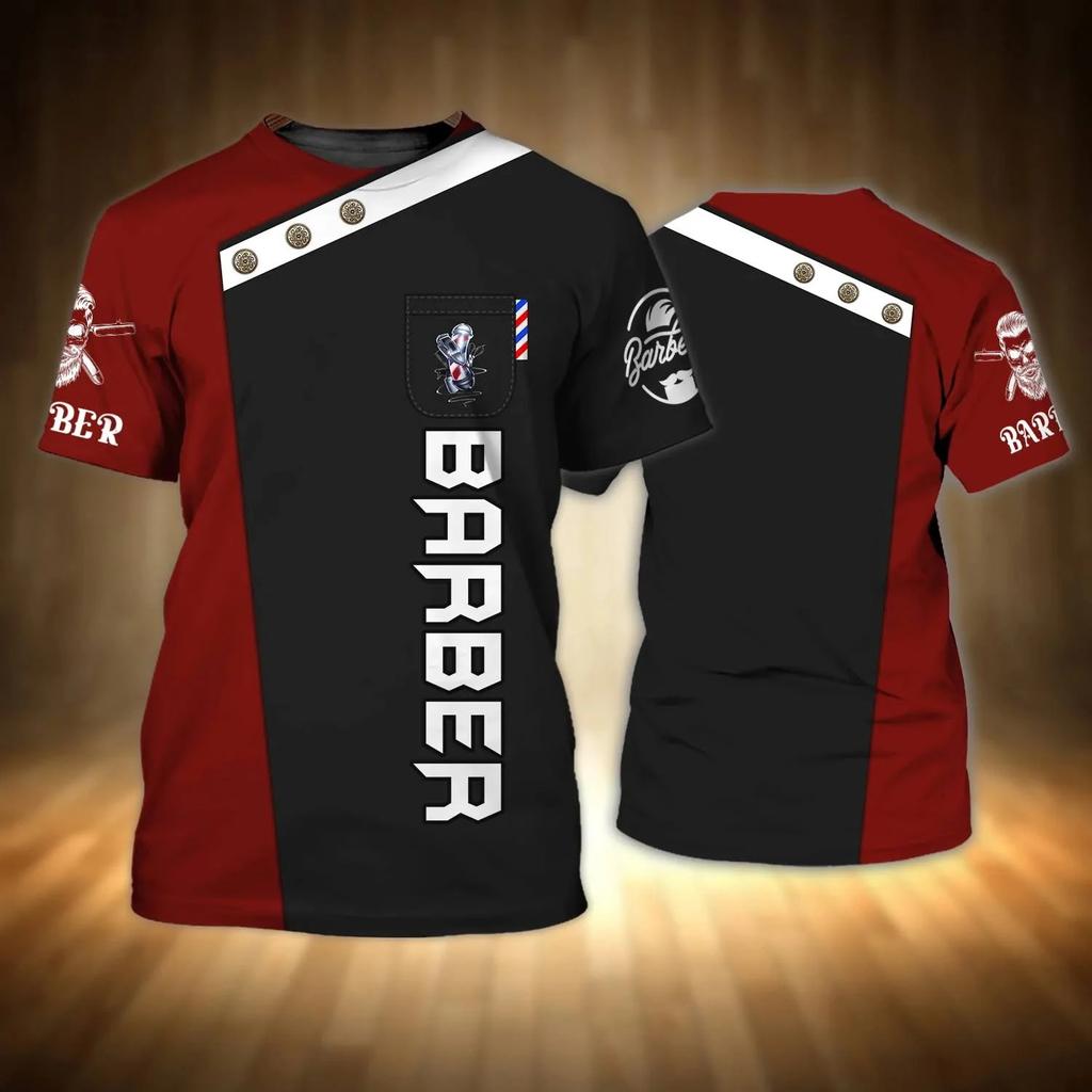 Barber Shop Shirts Men T Shirts 3D Printing Custom Man's Clothing O Neck Oversized Casual Short Sleeve Tops Cool Punk Streetwear