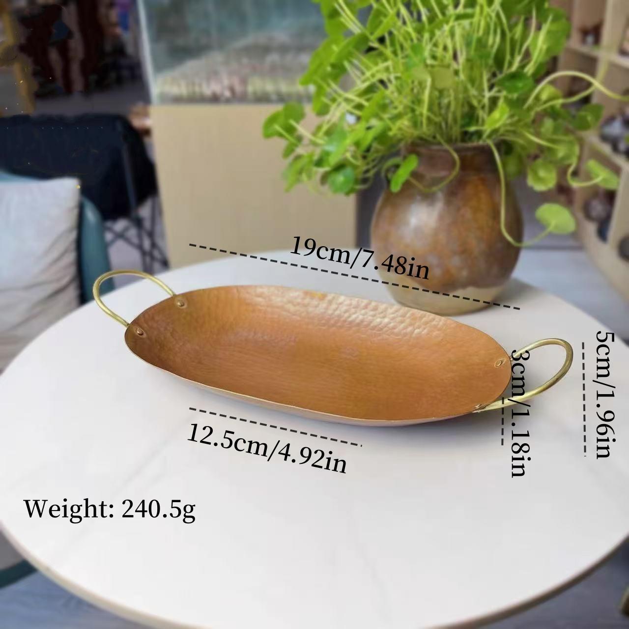 European Fruit Plate Butter Copper Cheese Tray,Portable Hammer Texture Shape Exquisite Cake Plate,Snack Dish Wedding Decoration