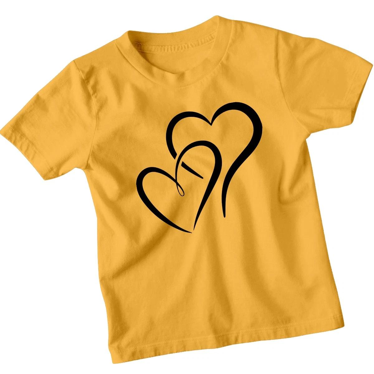 Intertwined Hearts Symbol Kids T-Shirt Love Childrens Tee XL