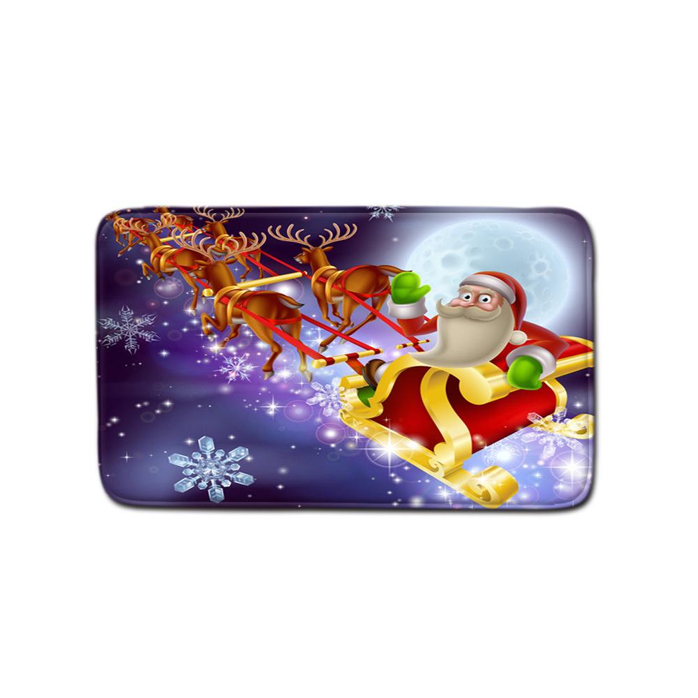 Christmas Home Door Mat Bathroom Toilet Shower Curtain Four-Piece Floor Mat Bedroom Absorbent Carpet