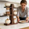Strong Wooden Seasoning Stand With Multiple Layers For Kitchen Countertop Storage Efficient Space Design P9YB