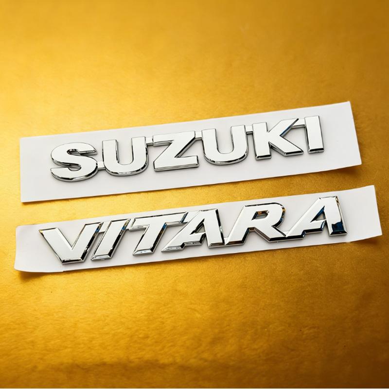 For Suzuki Vitara Front Grille Emblem Rear Trunk Badge Glossy Black ABS Logo Car Exterior Sticker Decal Accessories