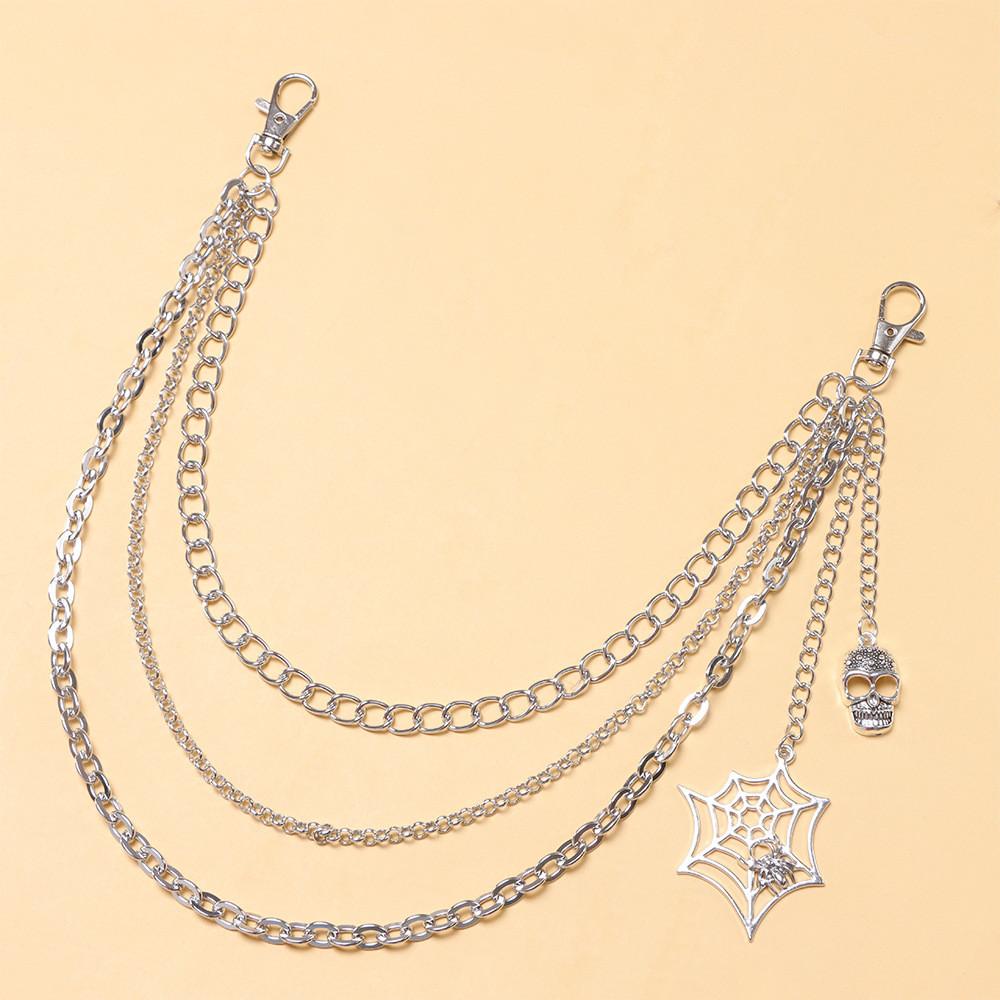 

Gothic Skull Metal Waist Chain With Multilayer Spider Web Design For Men And Women
