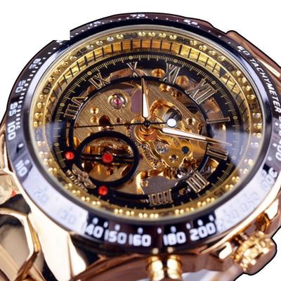Men's Personalized Fashionable Gold All-steel Hollow Fully Automatic Mechanical Watch