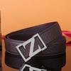 Men's Z Letter Business Casual Buffalo Leather Belt with Stainless Steel Buckle
