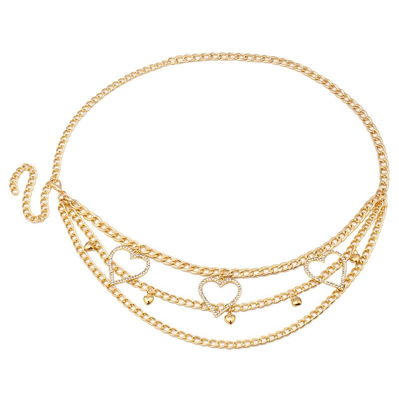 European Style Alloy Heart Waist Chain With Rhinestones For Women And Men