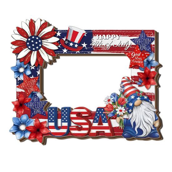 4th of July Patriotic Photo Frame Independence Day Wooden Picture Frame Red White C