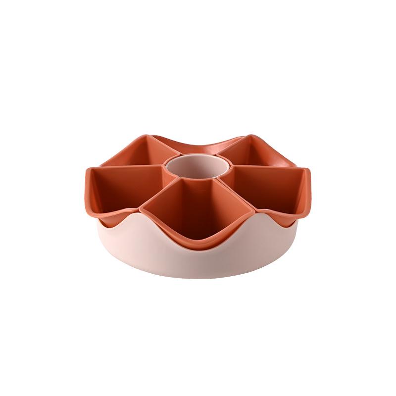 Large Double-layer 7-grid Vegetable and Fruit Platter Hot Pot with Dishes Loaded, Leached and Washed, Vegetable Basket, Rotatable Hot Pot Plate