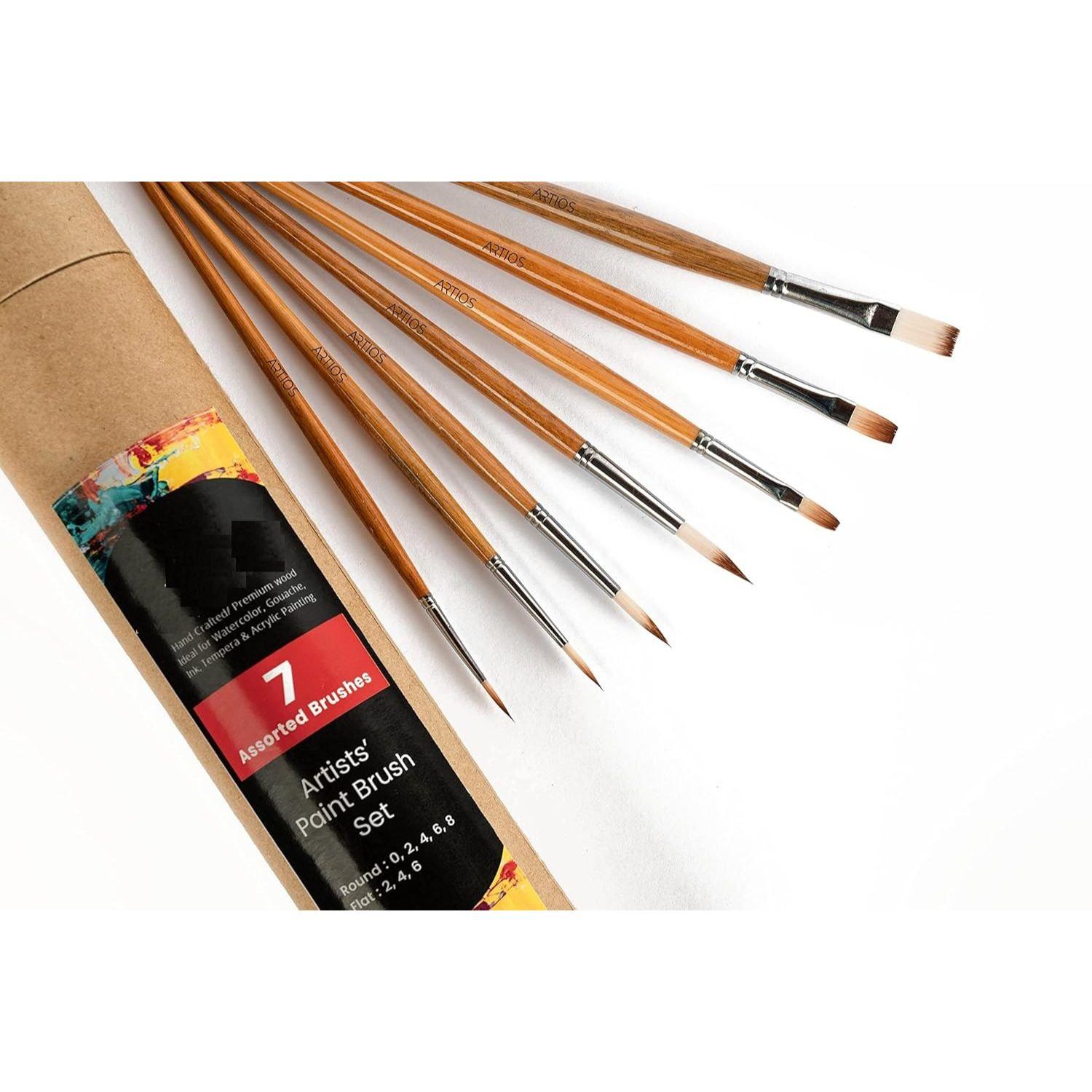 

Flat + Round Paint Brushes Set/Handmade Professional Artist Painting Brush Set for Acrylic, Watercolor, & Gouache Painting with Brush Holder