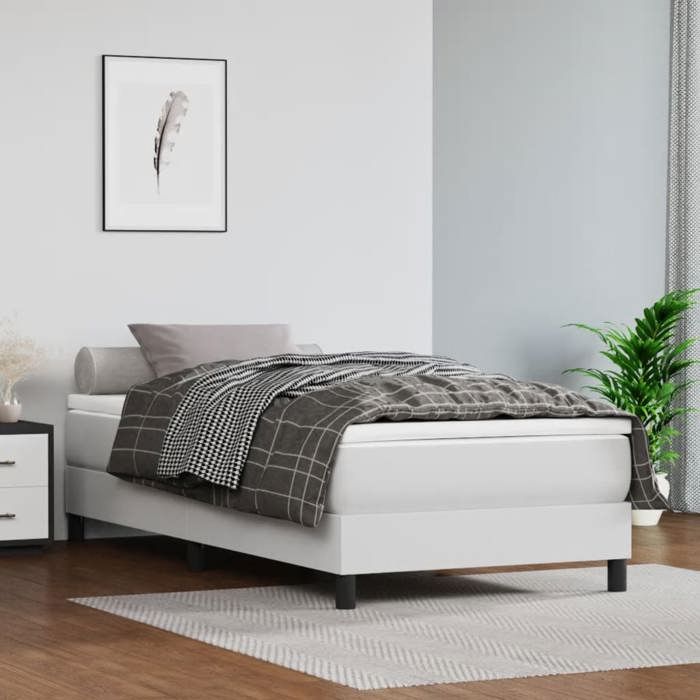 3144238 vidaXL Divan-lit Avec Matelas Blanc 90x200 Cm Similicuir