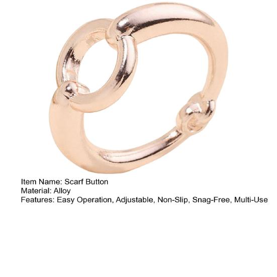 Scarf Button Clip Triple-Ring Alloy Scarf Clip Adjustable Multi-Functional Clasp with Non-Slip Snag-Free