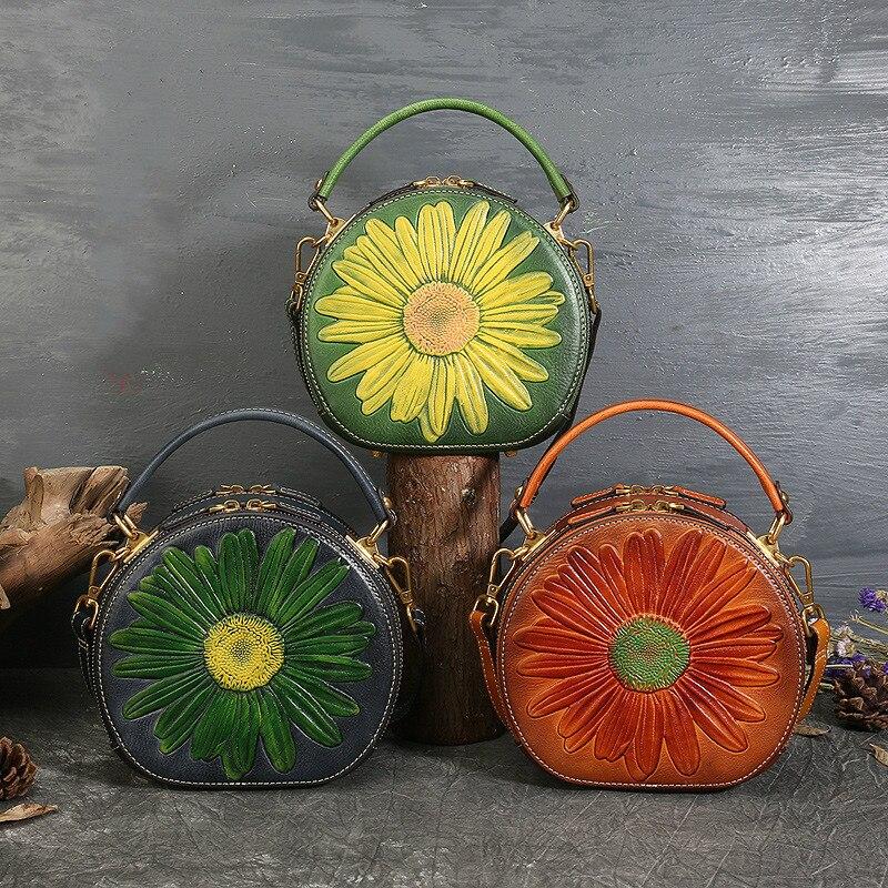 

Johnature женская сумка из натуральной кожи, маленькая круглая сумка в стиле ретро, ​​сумки на плечо из коровьей кожи первого слоя