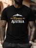 Vienna Austria Mountain Peaks Graphic T-shirt - Black with Golden Lettering