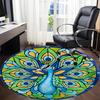 1pc Peacock Stained Glass Office Round Rug, Non-slip, Soft and Durable Office Rug for Interior Decoration, Perfect for Office,Decoration yy260204045