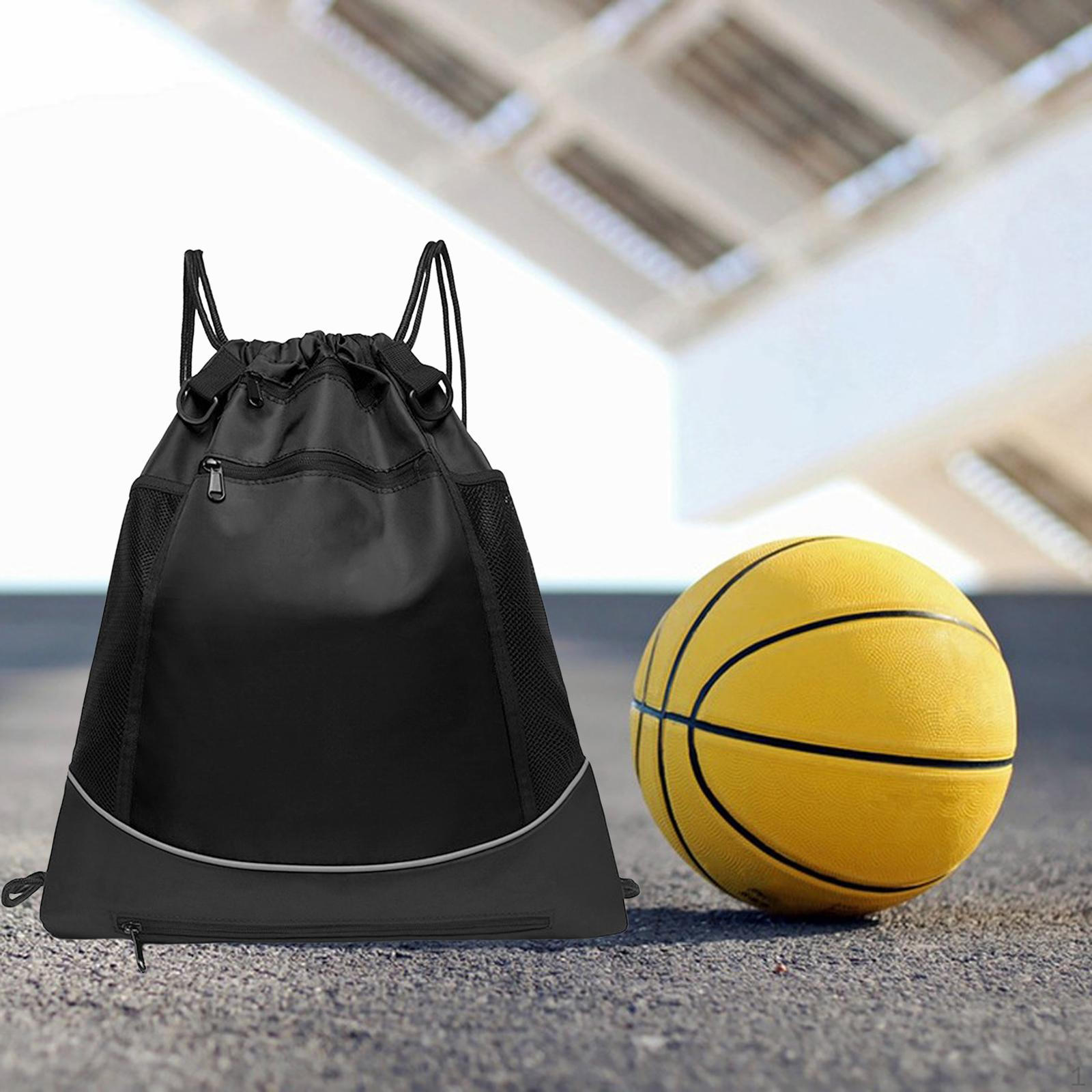 

Basketball Backpack Side Mesh Pockets Drawstring Adjustable Shoulder Strap Sports Bags for чорний