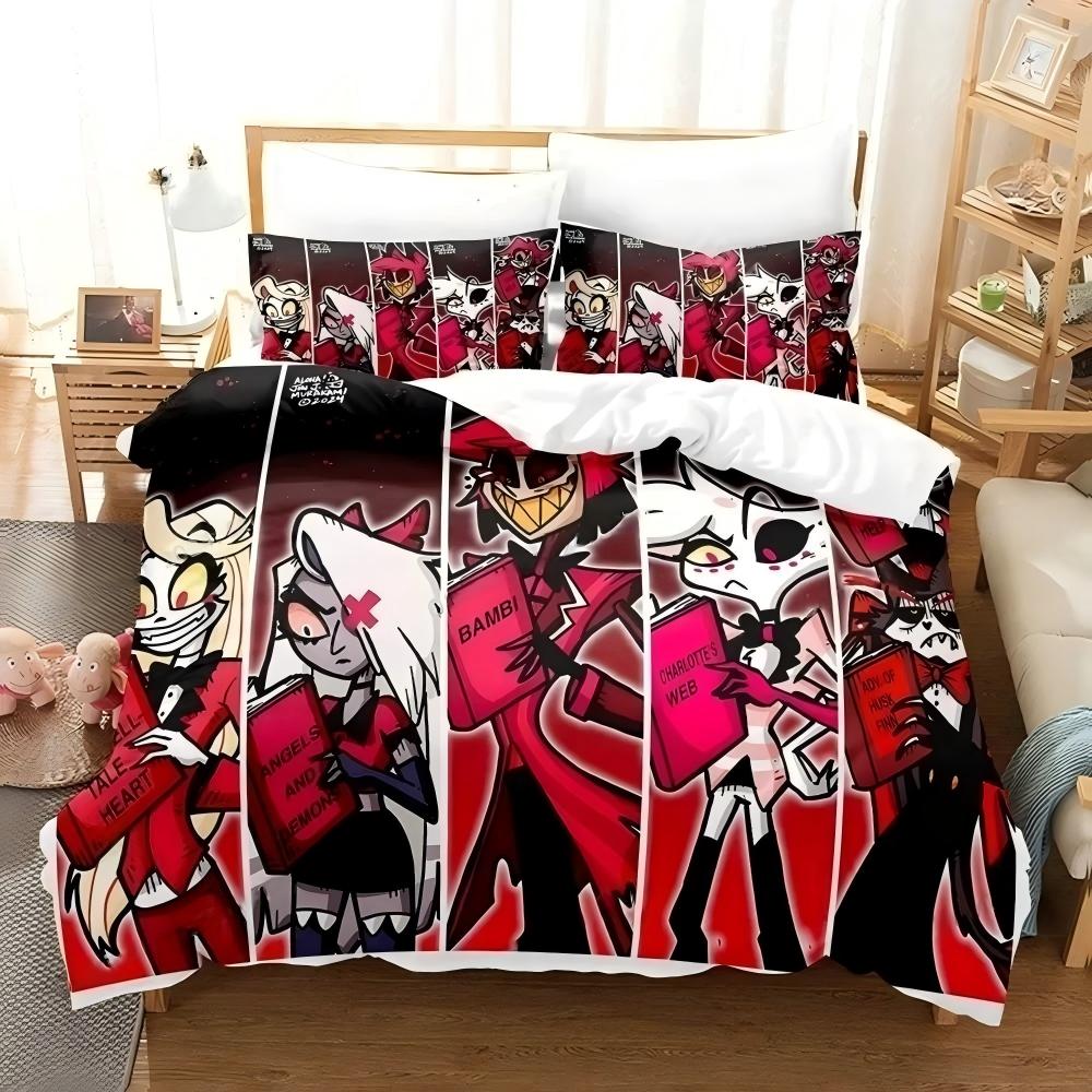 Hazbin Cartoon Duvet Cover Pillowcase Beddingboygirl Bedroomdecoration Childrengift Single Double Largebed Sizezip Duvet Cover