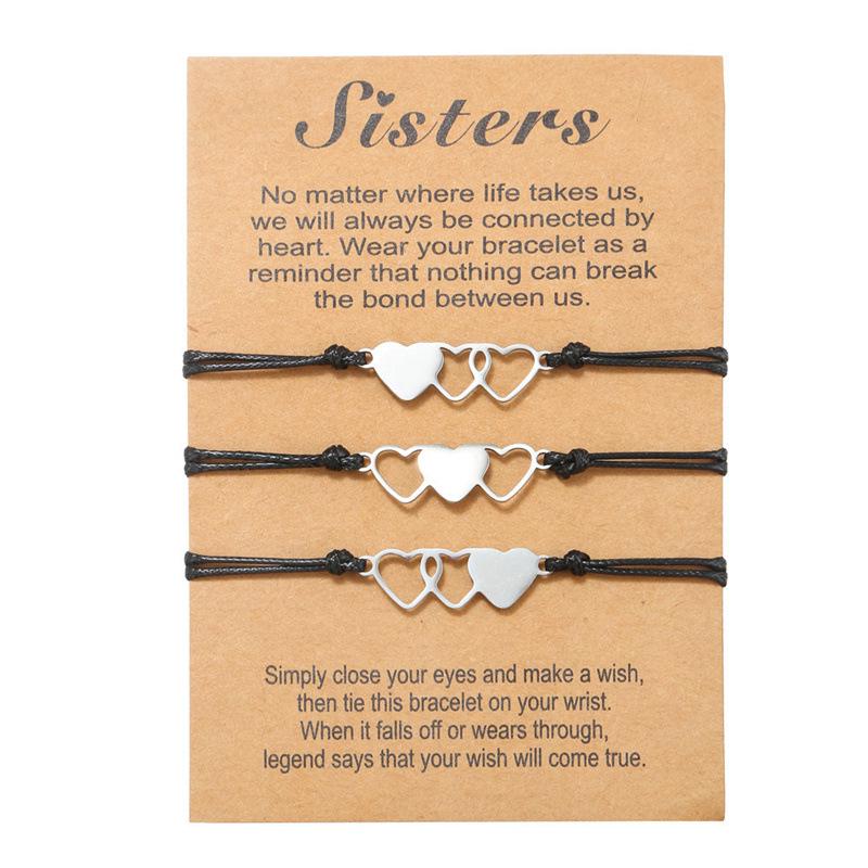 Adjustable Handmade Titanium Steel Heart Bracelets for Couples