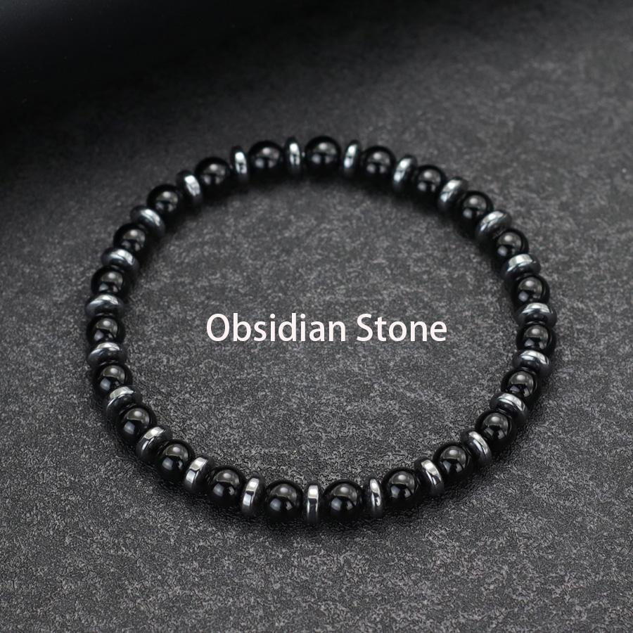 

New Handmade Man Stone Bracelet With Birthstone 6mm Tiger Eyes Lava Hematite Healing Braslet Boyfriend Wrist Accessories Joias