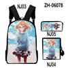 Classic Beyond the Boundary 3D Print 3pcs/Set pupil School Bags Laptop Daypack Backpack Inclined shoulder bag Pencil Case
