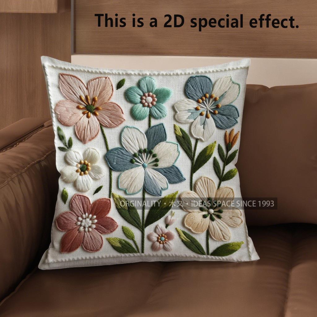 2D Floral Embellished Cushion Covers For Home Decor Pattern Cushion Cover Suitable For Sofa Bedroom Car Pillow Cover