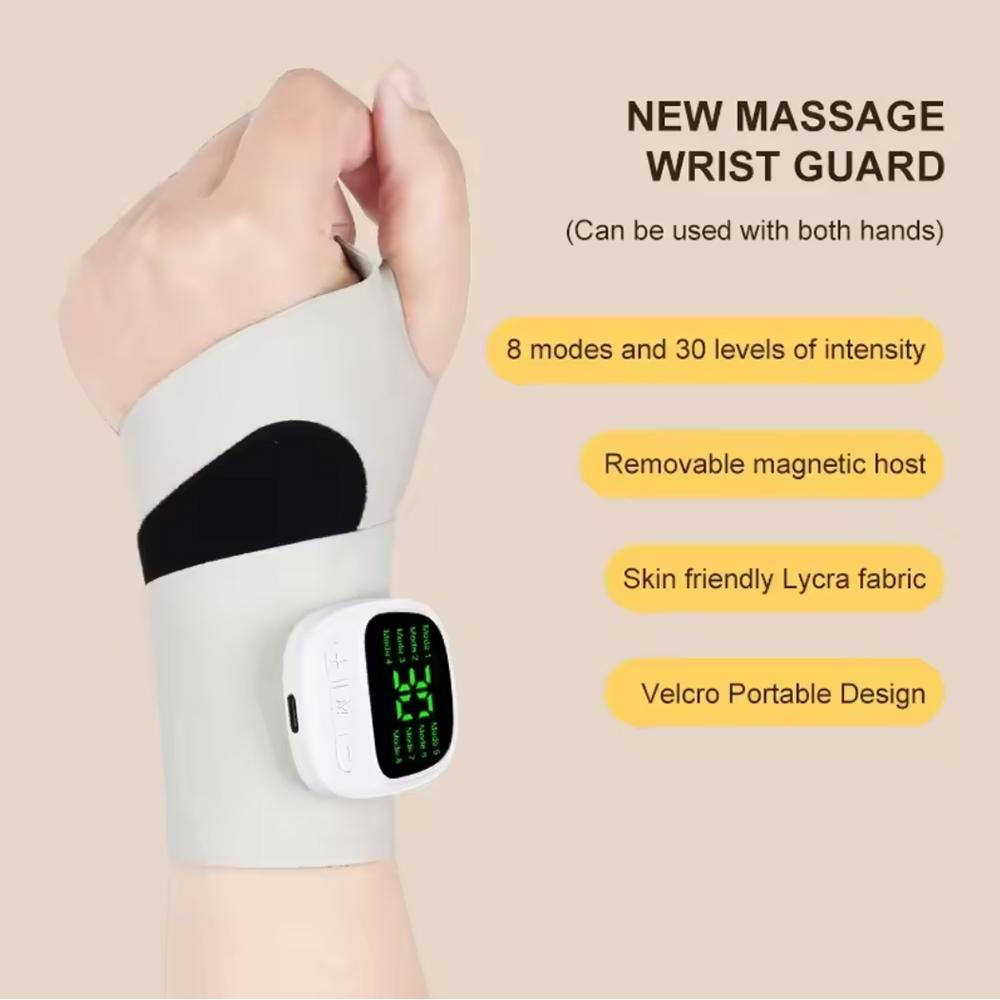 8 Modes 32 Levels Wrist Massager Electric Rechargeable Hand Vibration Massage Relieves Tenosynovitis And Carpal Tunnel Fatigue