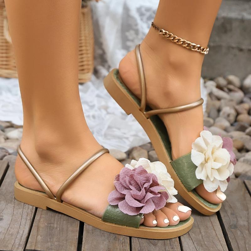 Fashion Summer Sandals for Women, Fashionable Fairy Style, Flat Bottom, Open Toe, Genuine Leather, Non-slip, Women's Shoes