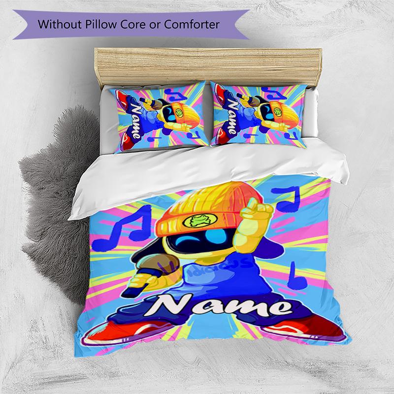 3pcs Custom Name Astro Bot Bedding Set Duvet Cover Closure Includes 1 Duvet Cover & 2 Pillowcases for All Seasons Bedroom Decor