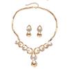 Hollowed-out Necklace Earrings Set Wavy Shape Women Jewelry Set Hollowed-out Jewelry Set  Wedding