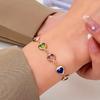 Bracciale Colorato Lucido a Forma di Cuore, Raffinato Bracciale con Perline, Stile Retrò Elegante