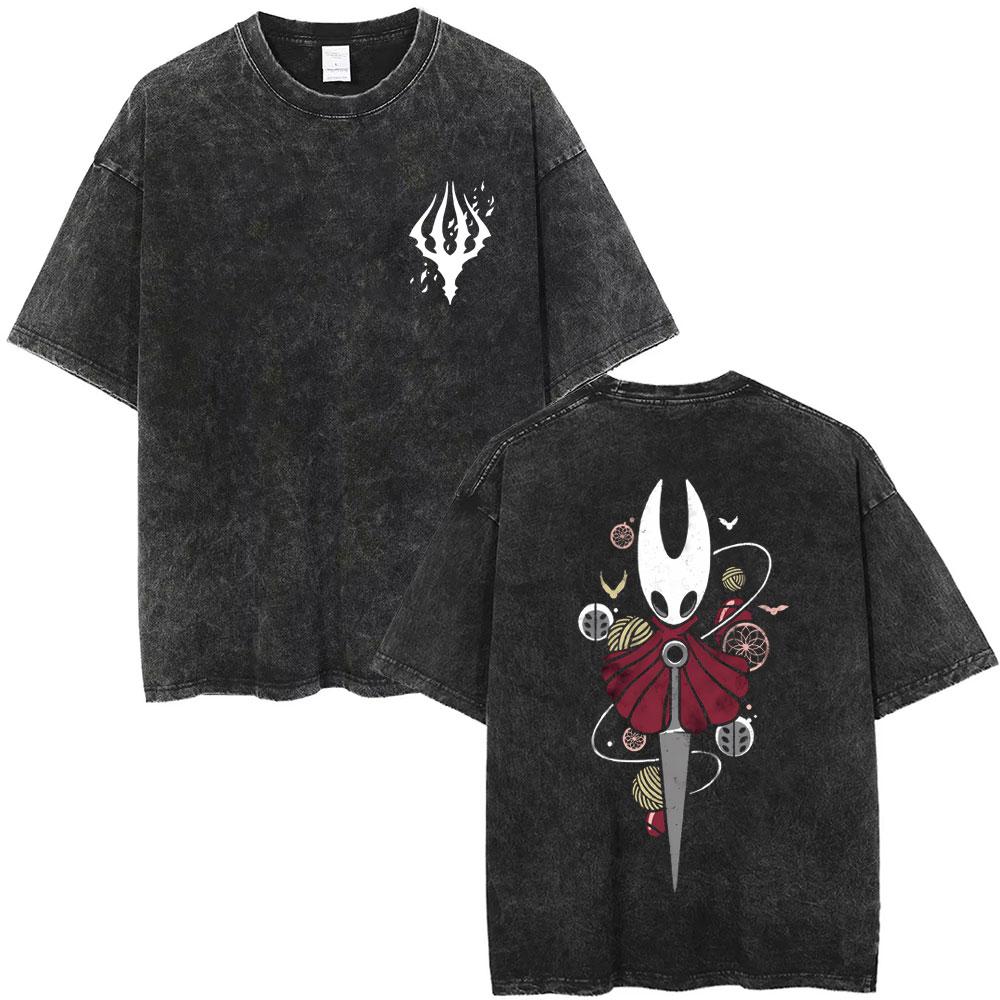 

Washed Vintage Game Hollow Knight Merch Tshirt Men Women Game Lover T Shirts Fashion Casual Ocollar Short Sleeve Tshirts S