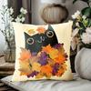 1 Pieces Black Cat with Autumn Leaves Pattern Pillow Polyester pillowcase, sofa decorative cushion cov Headboard Pillow