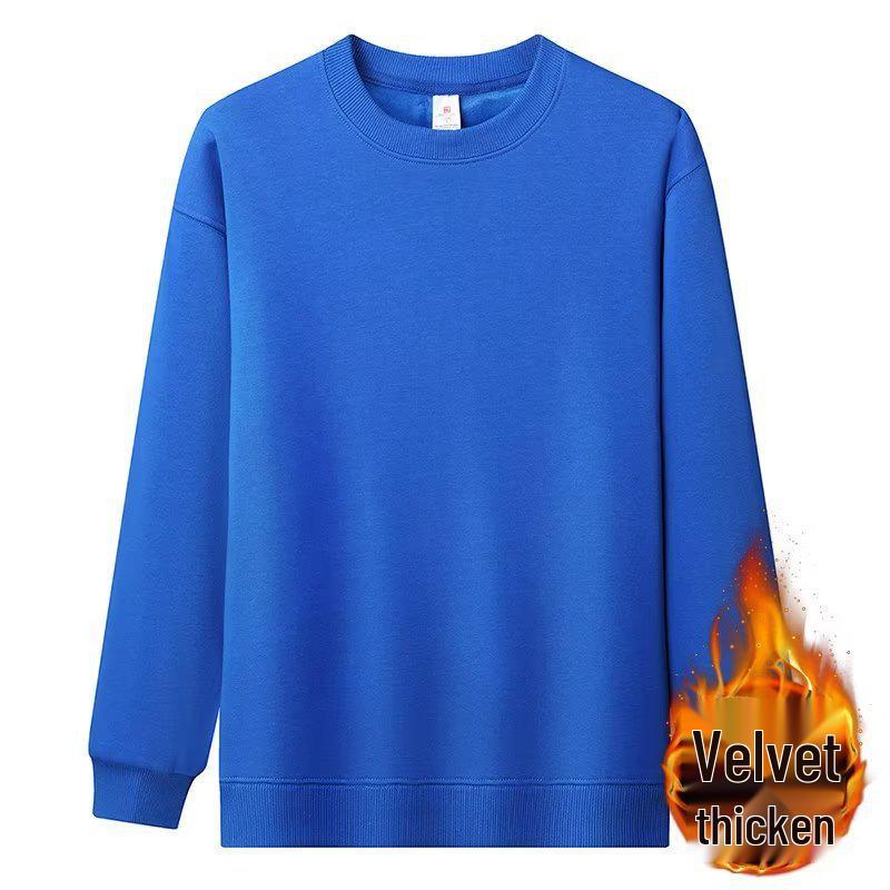 Men's American Style Fleece-Lined Hoodie 600G, Long Sleeve Round Neck Casual T-shirt, 2025 Collection.