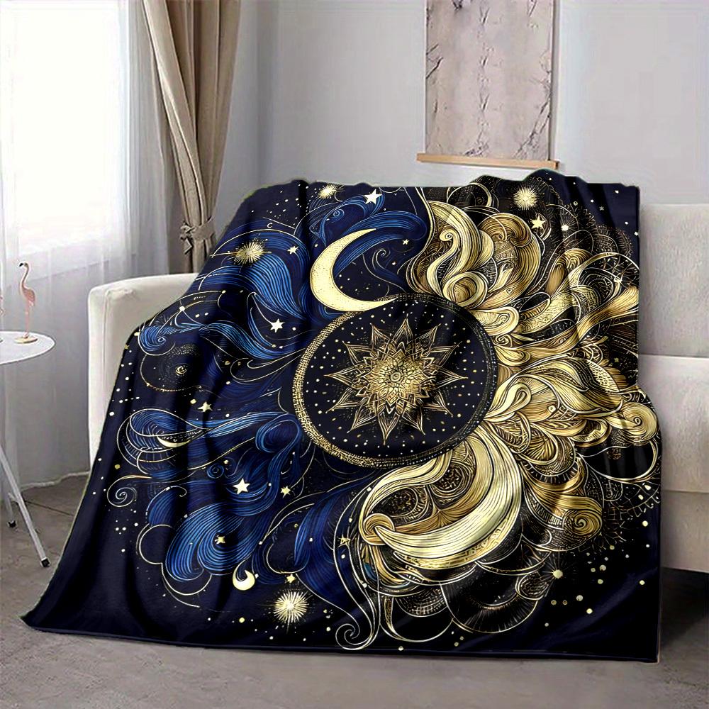 1pc Cosmic Harmony Lightweight Flannel Blanket, Comfortable and Warm Blanket, for Office and Camping Sofa Bed, Livingroom151
